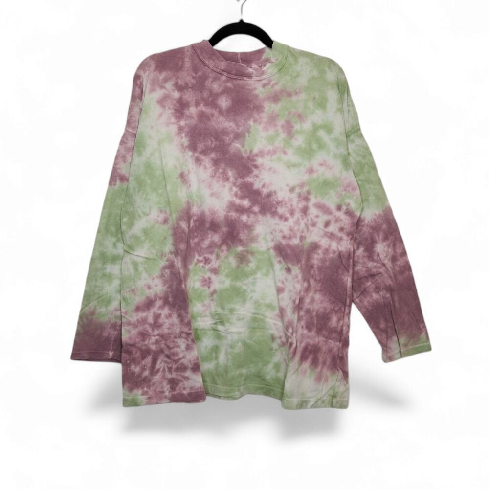 We the Free Tie Dye Long Sleeve Green Medium Shirt Top